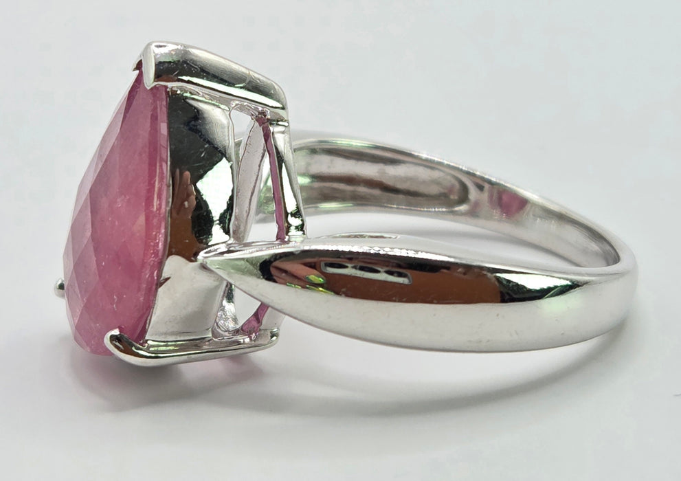 6165 Vintage: 9ct White Gold Pink Sapphire Solitaire Ring