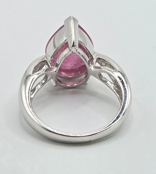 6165 Vintage: 9ct White Gold Pink Sapphire Solitaire Ring