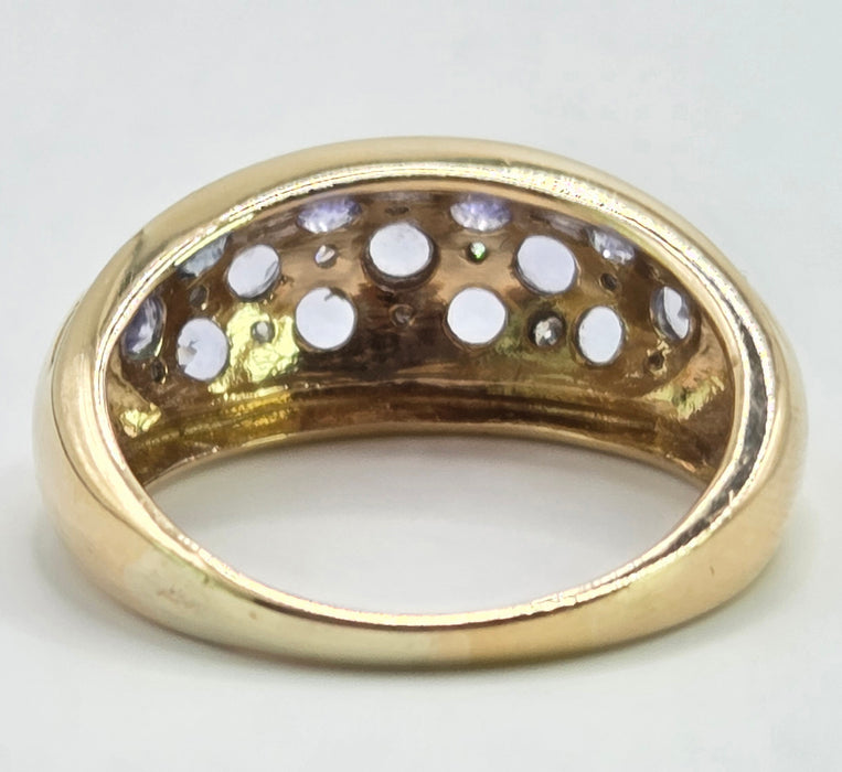 6312 Vintage: 14ct Yellow Gold Tanzanite & Diamond Cluster Band Ring