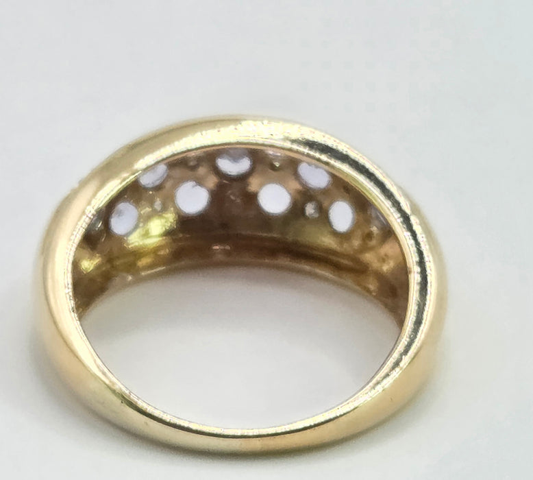 6312 Vintage: 14ct Yellow Gold Tanzanite & Diamond Cluster Band Ring