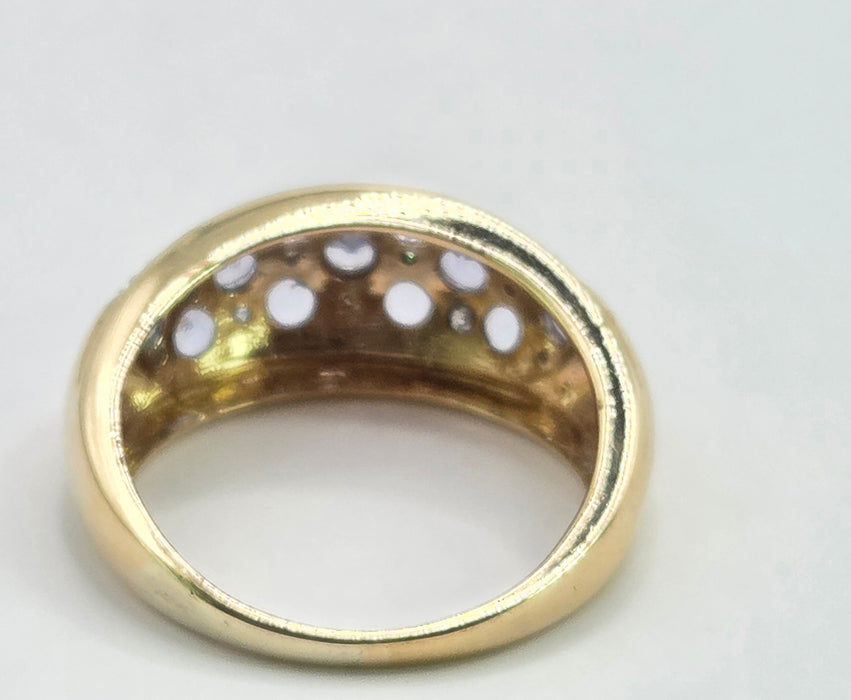 6312 Vintage: 14ct Yellow Gold Tanzanite & Diamond Cluster Band Ring