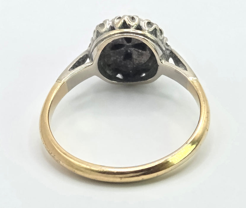 6540 Vintage: 18ct Yellow Gold Sapphire & Diamond Daisy Cluster Ring — From 1965