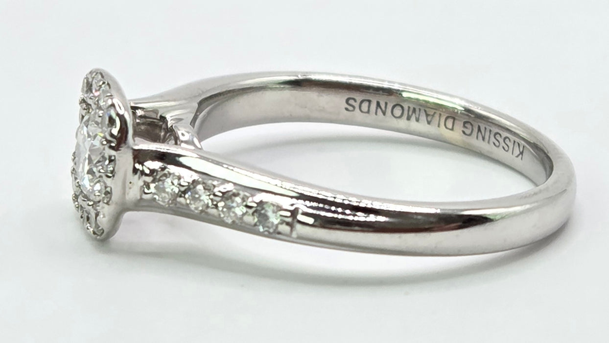 3176 Vintage: 18ct White Gold 0.55ct Natural Diamond Cushion Halo Ring — From 2011