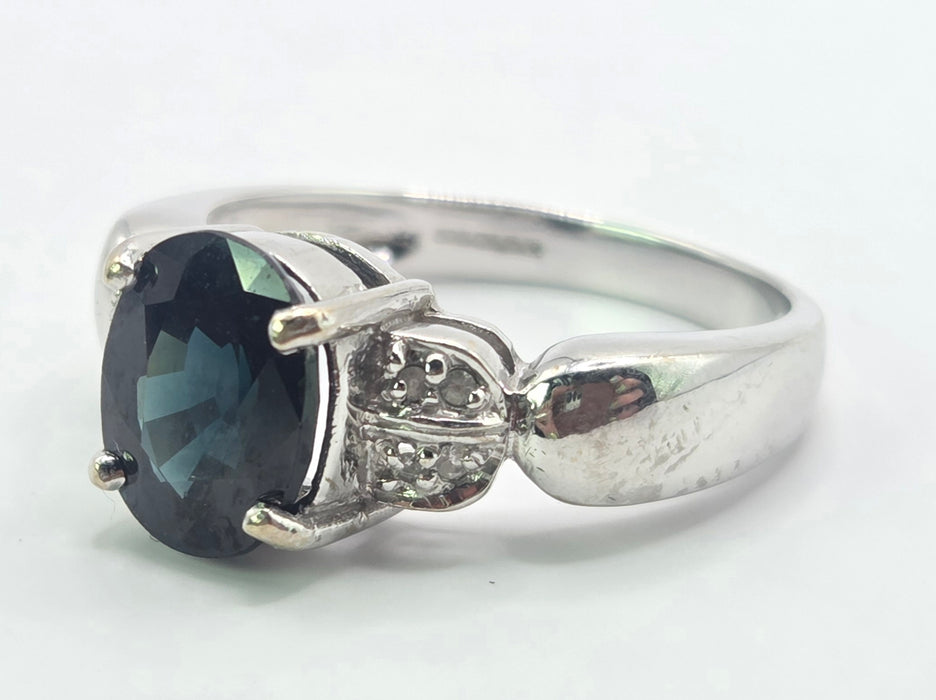 6561 Vintage: 18ct White Gold Sapphire & Diamond Ring