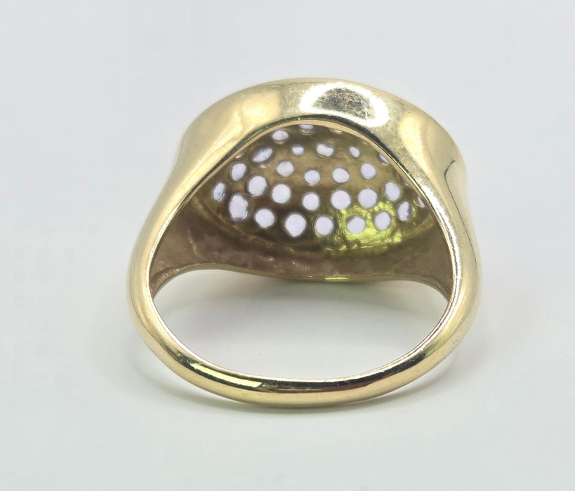 6553 Vintage: 9ct Yellow Gold Tanzanite Pavé Cocktail Ring