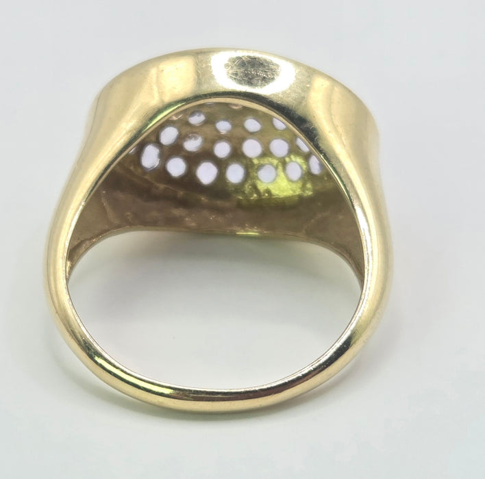 6553 Vintage: 9ct Yellow Gold Tanzanite Pavé Cocktail Ring