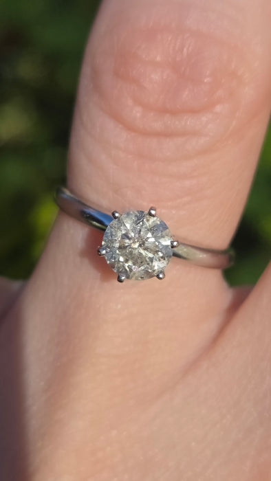6516 Vintage: 14ct White Gold 0.95ct Diamond Solitaire Ring