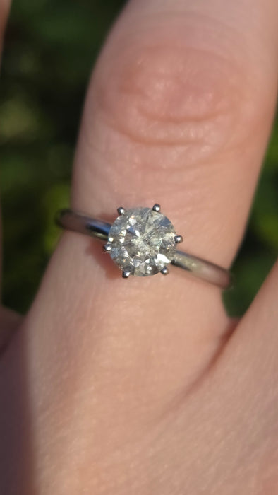 6516 Vintage: 14ct White Gold 0.95ct Diamond Solitaire Ring