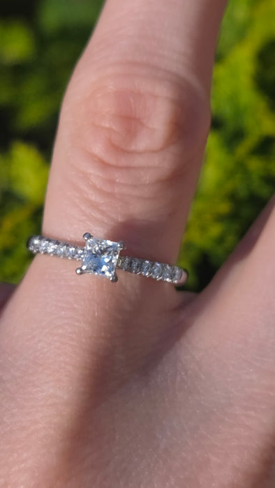 3155 Vintage: Platinum 0.60ct Princess Cut Diamond Solitaire Ring