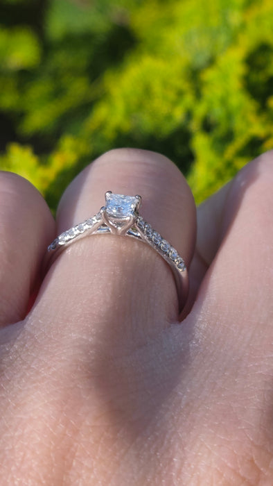 3155 Vintage: Platinum 0.60ct Princess Cut Diamond Solitaire Ring