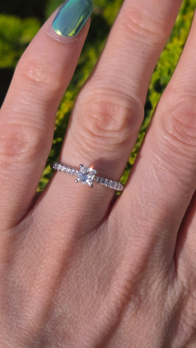 3155 Vintage: Platinum 0.60ct Princess Cut Diamond Solitaire Ring