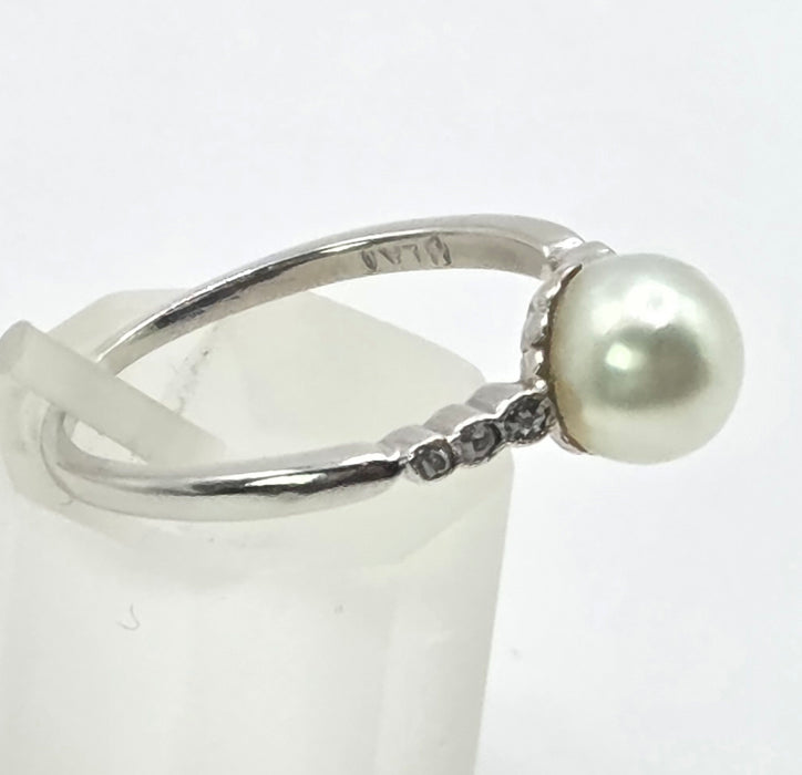 3129 Victorian: Exquisite Platinum Pearl & Diamond Ring