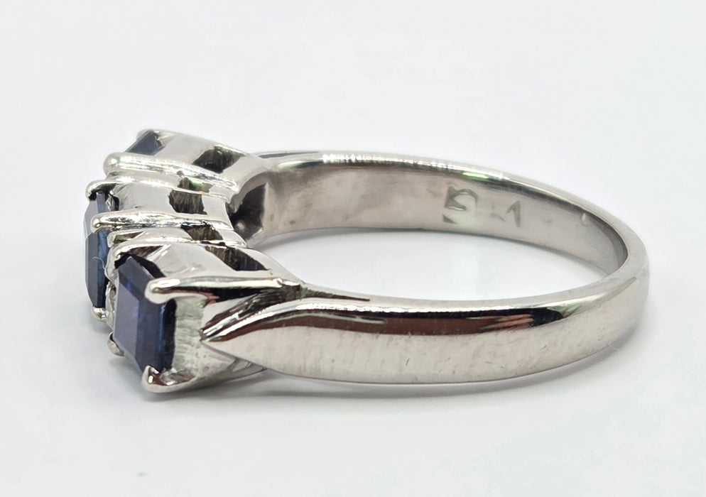 3220 Vintage: 9ct White Gold & Platinum Sapphire & Diamond Half Eternity Ring