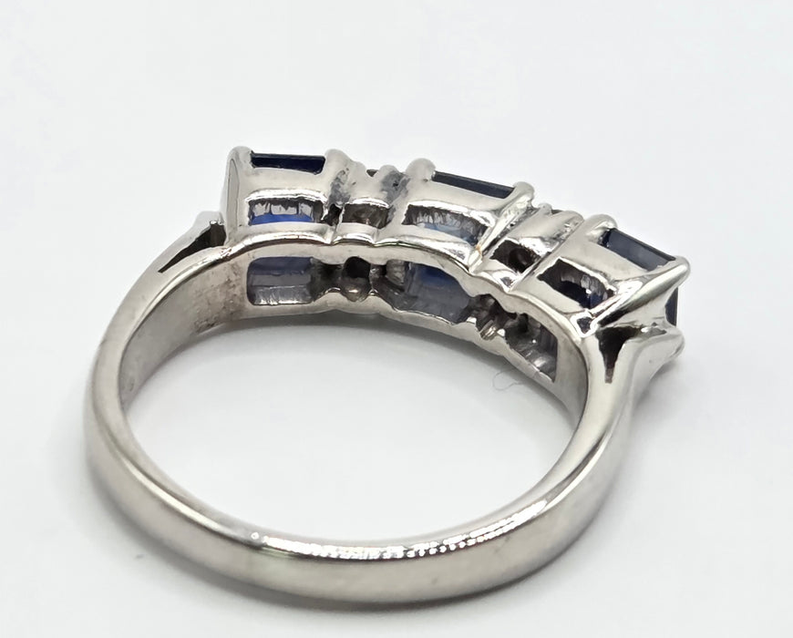 3220 Vintage: 9ct White Gold & Platinum Sapphire & Diamond Half Eternity Ring