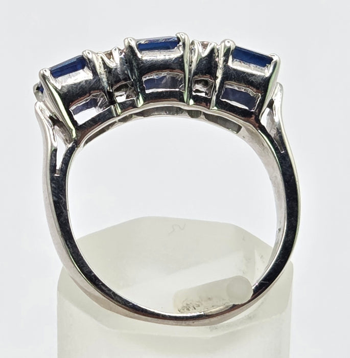 3220 Vintage: 9ct White Gold & Platinum Sapphire & Diamond Half Eternity Ring