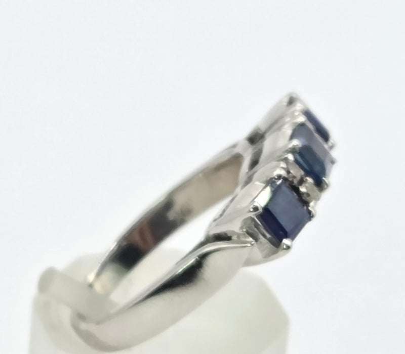 3220 Vintage: 9ct White Gold & Platinum Sapphire & Diamond Half Eternity Ring