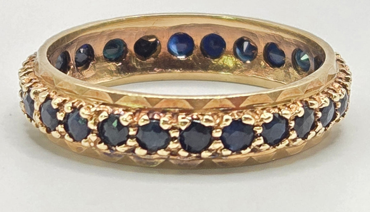 3264 Vintage: 9ct Yellow Gold Sapphire Full Eternity Ring