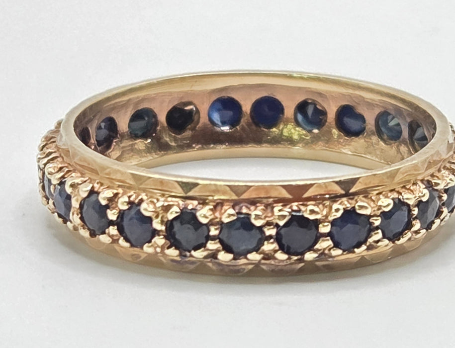 3264 Vintage: 9ct Yellow Gold Sapphire Full Eternity Ring