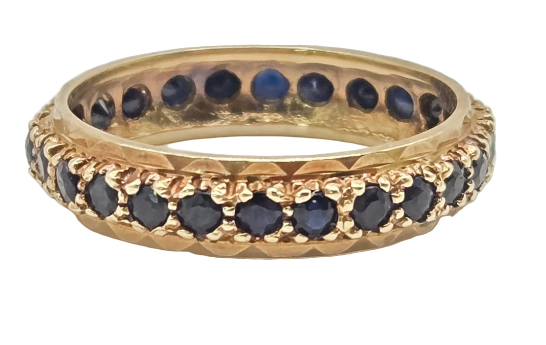 3264 Vintage: 9ct Yellow Gold Sapphire Full Eternity Ring