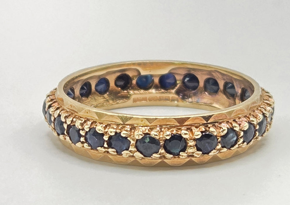 3264 Vintage: 9ct Yellow Gold Sapphire Full Eternity Ring