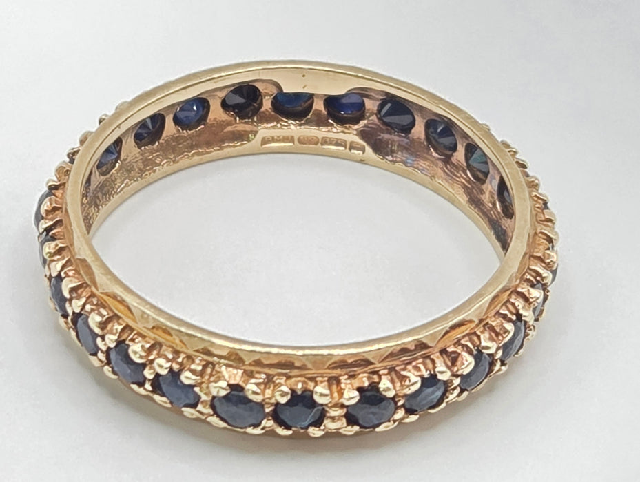 3264 Vintage: 9ct Yellow Gold Sapphire Full Eternity Ring