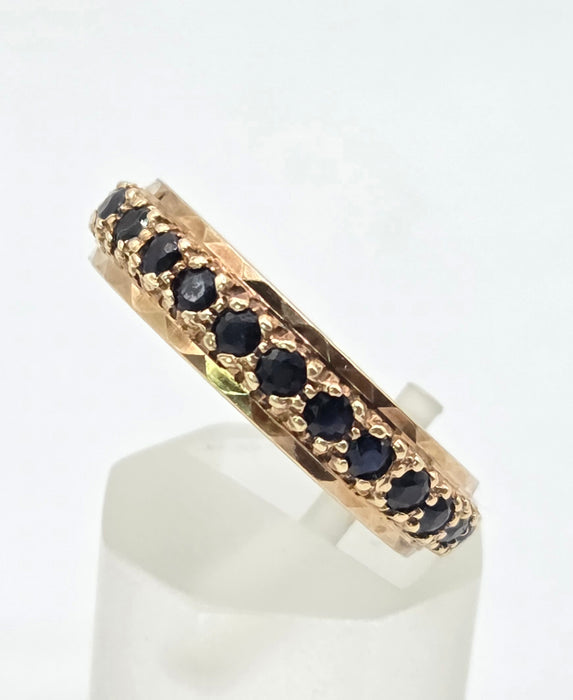3264 Vintage: 9ct Yellow Gold Sapphire Full Eternity Ring