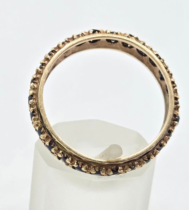 3264 Vintage: 9ct Yellow Gold Sapphire Full Eternity Ring