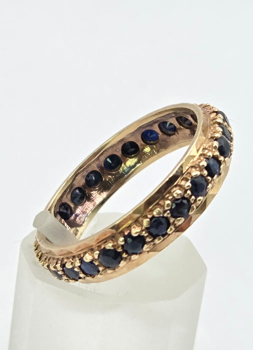3264 Vintage: 9ct Yellow Gold Sapphire Full Eternity Ring