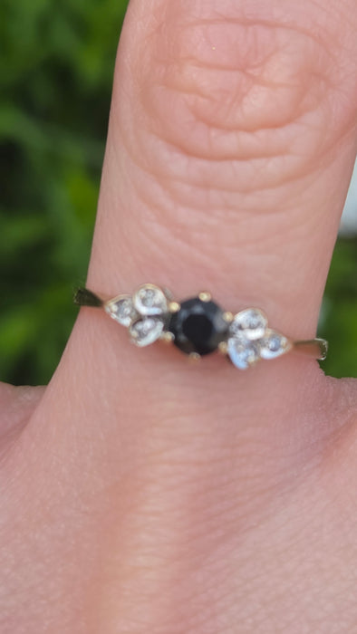 3268 Vintage: 9ct Yellow Gold Sapphire & Diamond Cluster Ring — From 1958