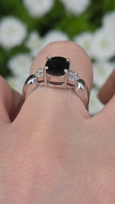 6561 Vintage: 18ct White Gold Sapphire & Diamond Ring