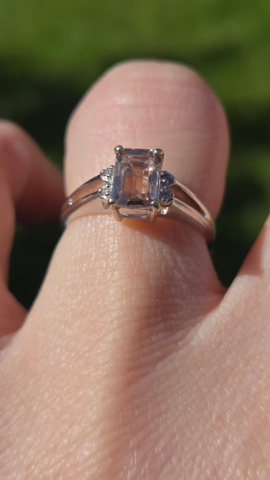 6548 Vintage: 14ct White Gold Morganite & Diamond Ring