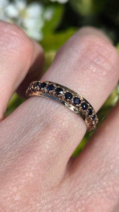 3264 Vintage: 9ct Yellow Gold Sapphire Full Eternity Ring