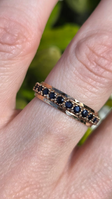 3264 Vintage: 9ct Yellow Gold Sapphire Full Eternity Ring