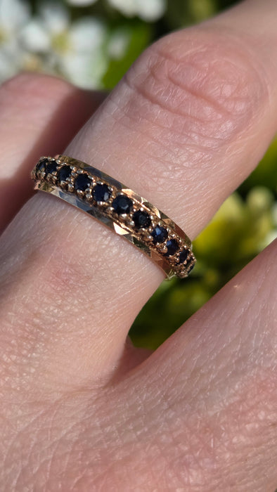 3264 Vintage: 9ct Yellow Gold Sapphire Full Eternity Ring
