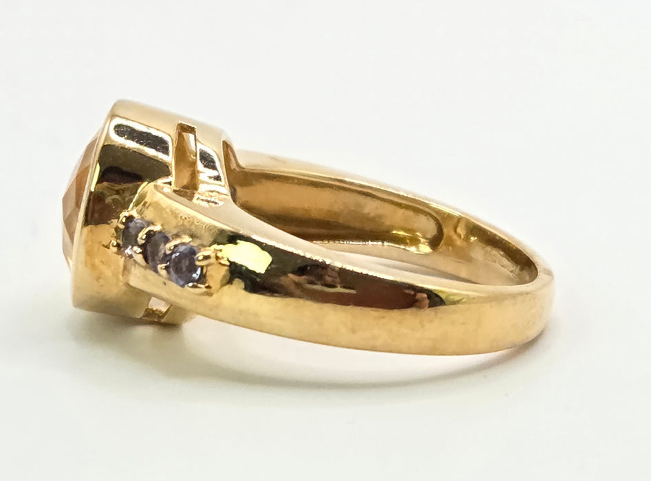 Vintage: 9ct Yellow Gold Citrine & Iolite Ring