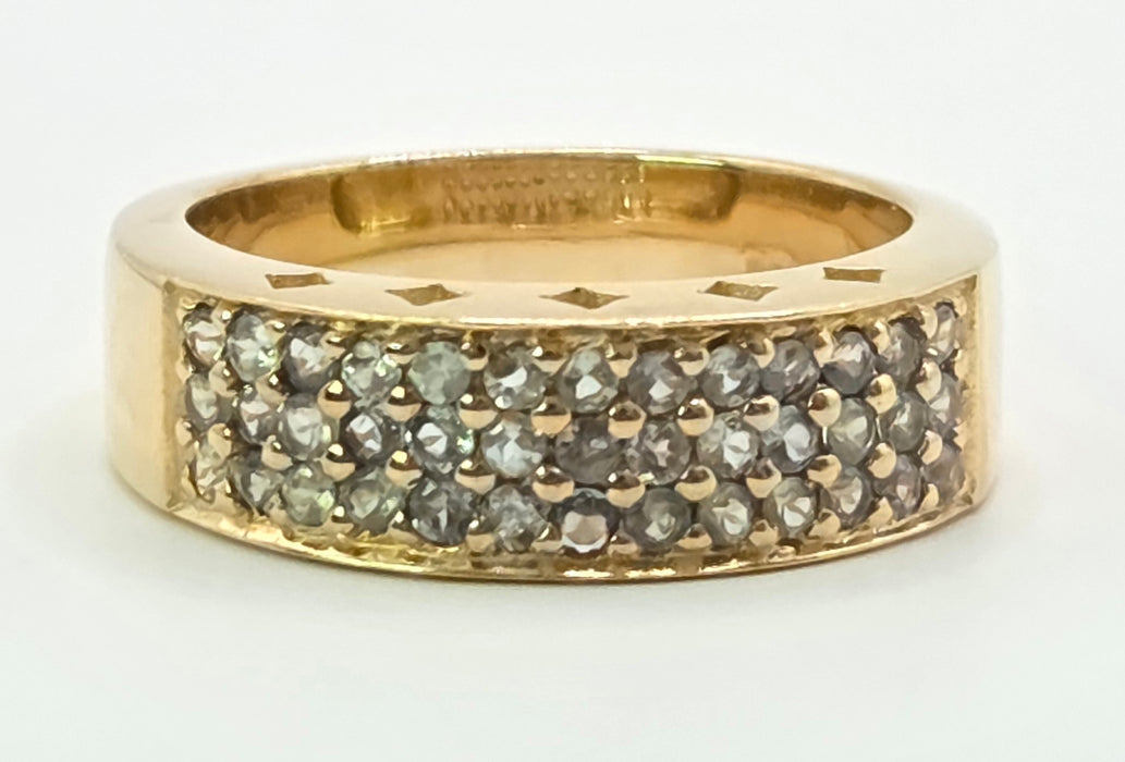 Vintage: 9ct Gold Alexandrite Pavé Band Ring