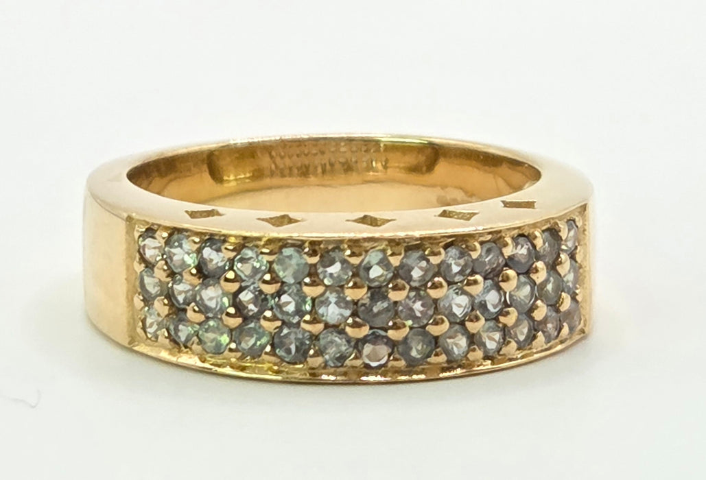 Vintage: 9ct Gold Alexandrite Pavé Band Ring