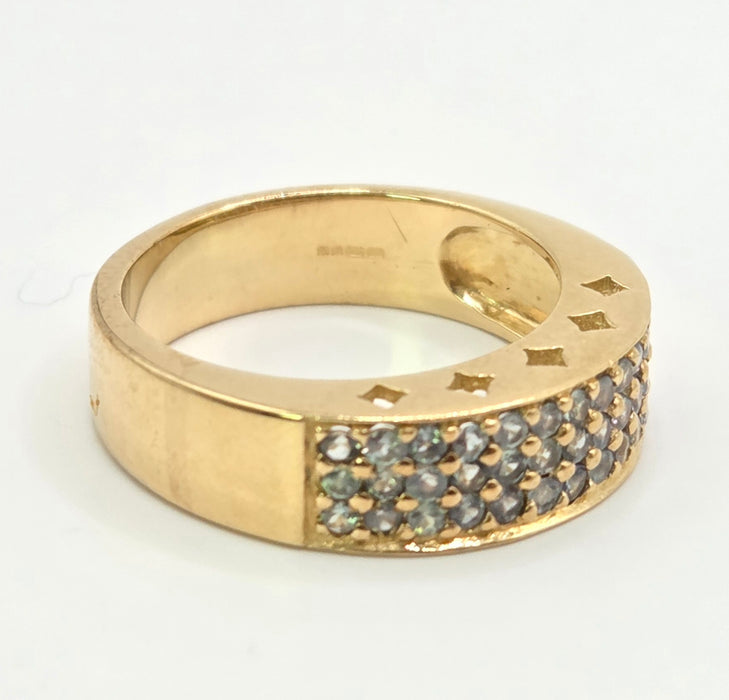 Vintage: 9ct Gold Alexandrite Pavé Band Ring