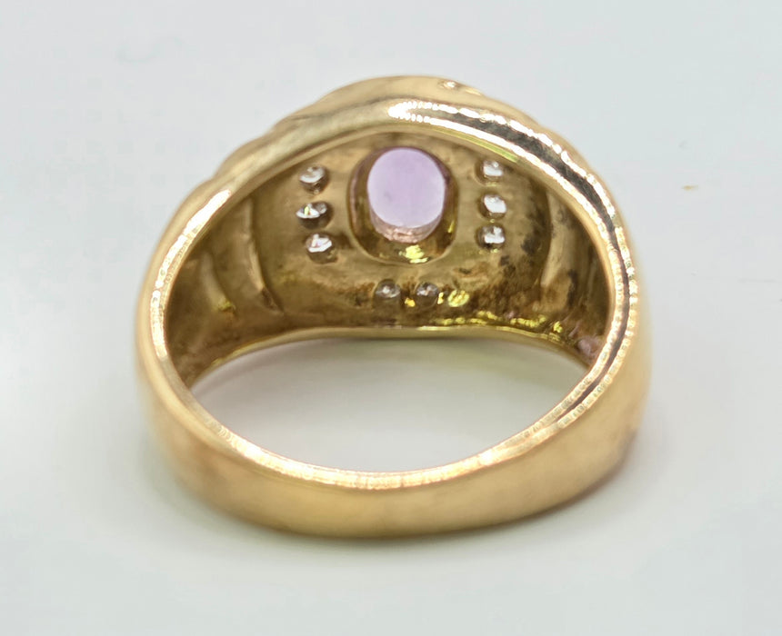 Vintage: 9ct Gold Amethyst & Diamond Ring