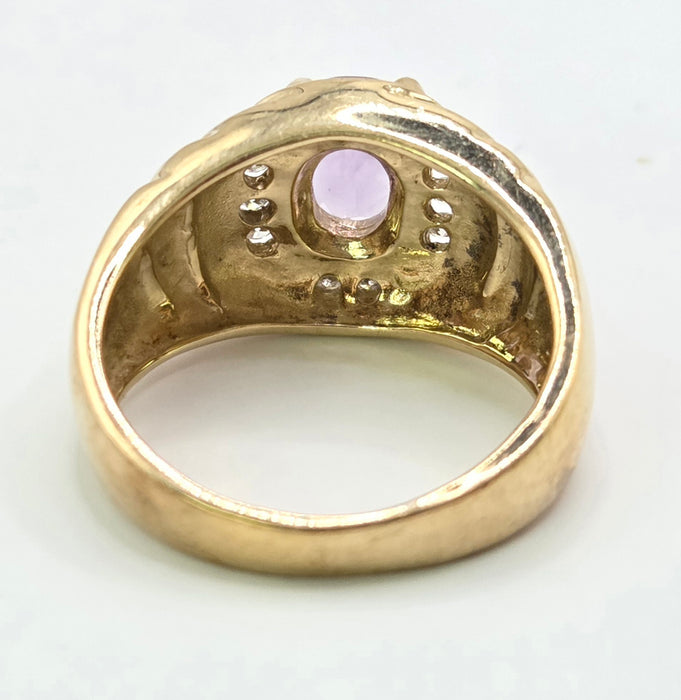 Vintage: 9ct Gold Amethyst & Diamond Ring