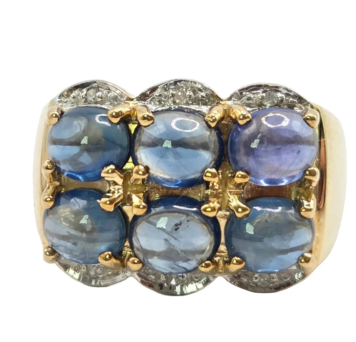 Vintage: 9ct Yellow Gold Sapphire & Diamond Ring — 3.54ct