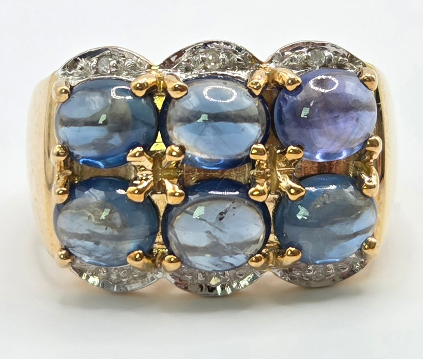 Vintage: 9ct Yellow Gold Sapphire & Diamond Ring — 3.54ct