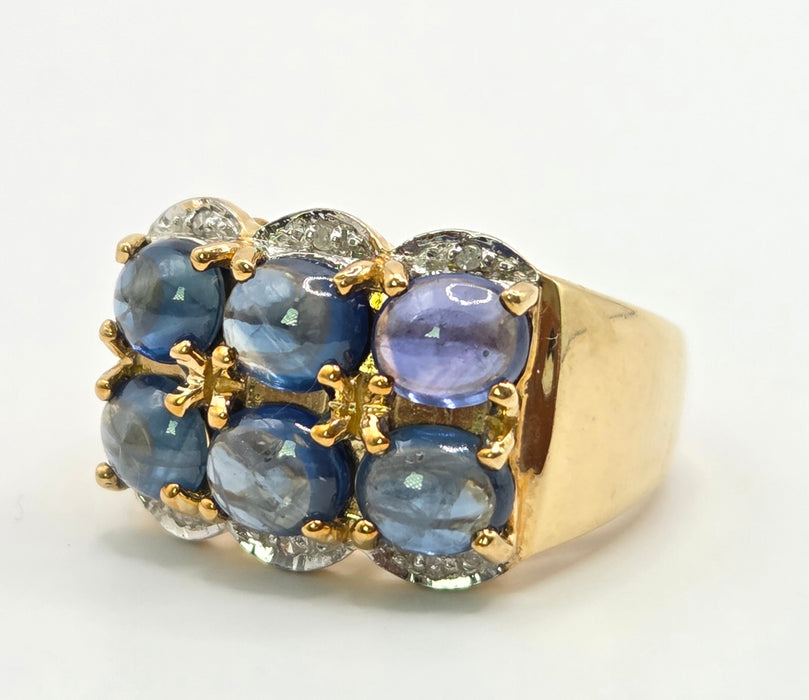 Vintage: 9ct Yellow Gold Sapphire & Diamond Ring — 3.54ct