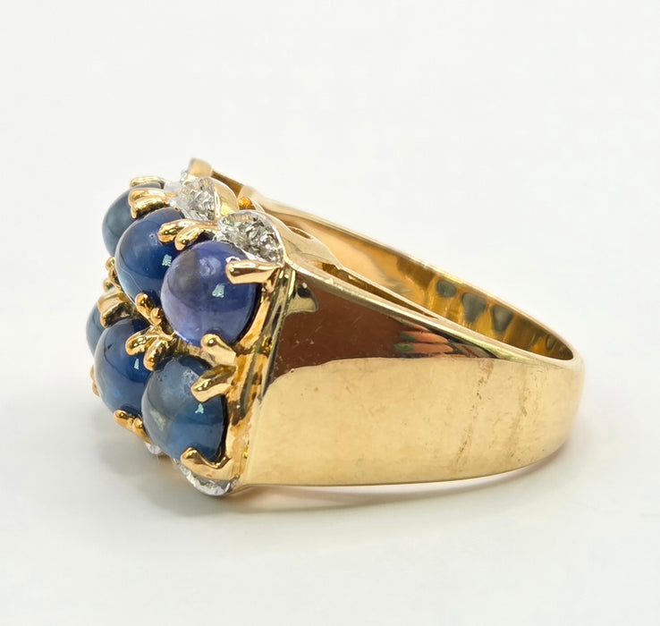 Vintage: 9ct Yellow Gold Sapphire & Diamond Ring — 3.54ct