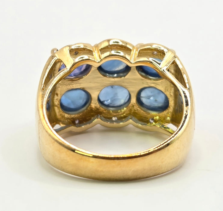 Vintage: 9ct Yellow Gold Sapphire & Diamond Ring — 3.54ct