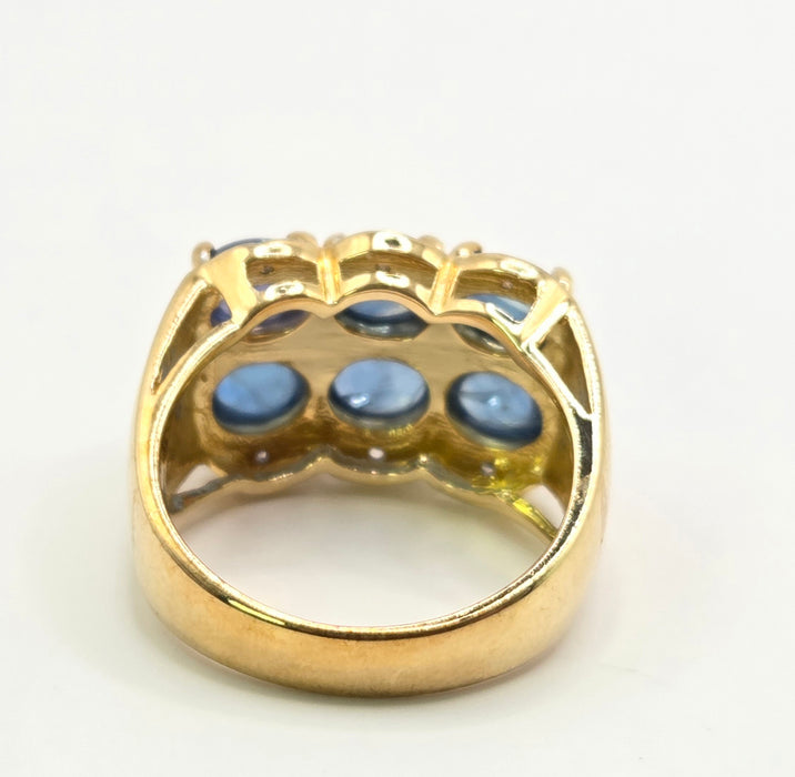 Vintage: 9ct Yellow Gold Sapphire & Diamond Ring — 3.54ct