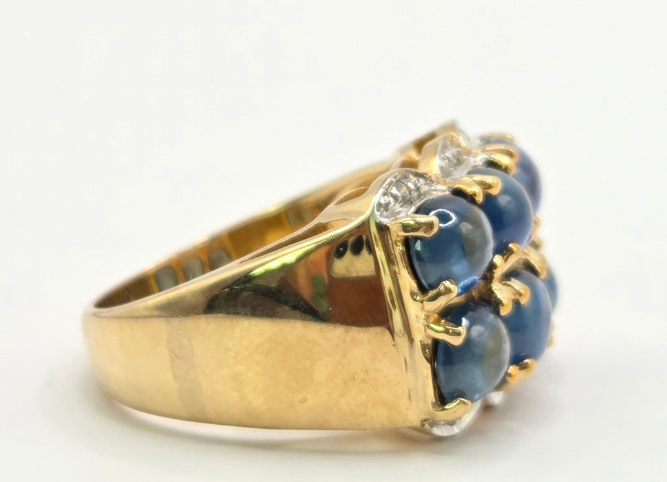 Vintage: 9ct Yellow Gold Sapphire & Diamond Ring — 3.54ct
