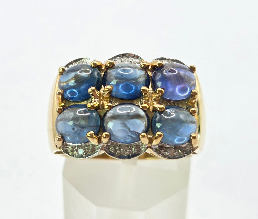 Vintage: 9ct Yellow Gold Sapphire & Diamond Ring — 3.54ct