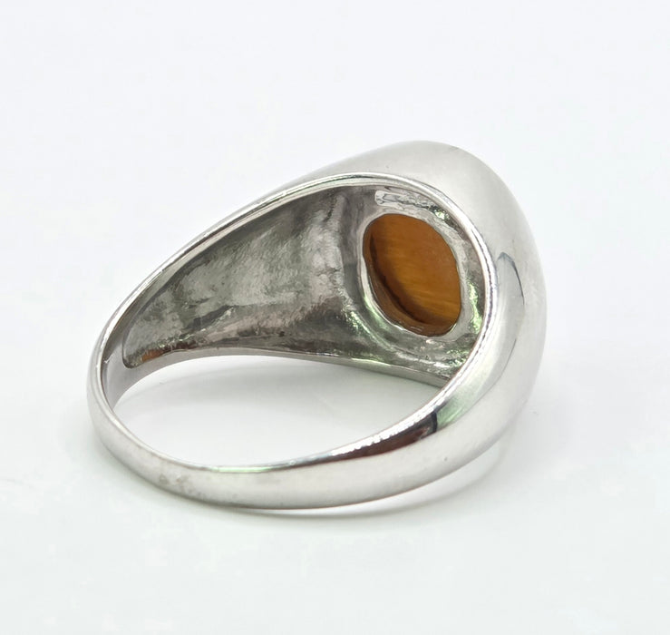 Vintage: 9ct White Gold Sunstone Cat's Eye Signet Ring