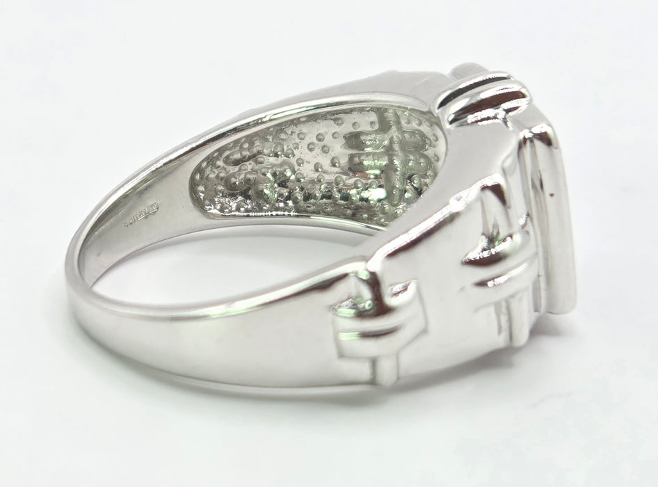 Vintage: 9ct White Gold Black Diamond Geometric Ring